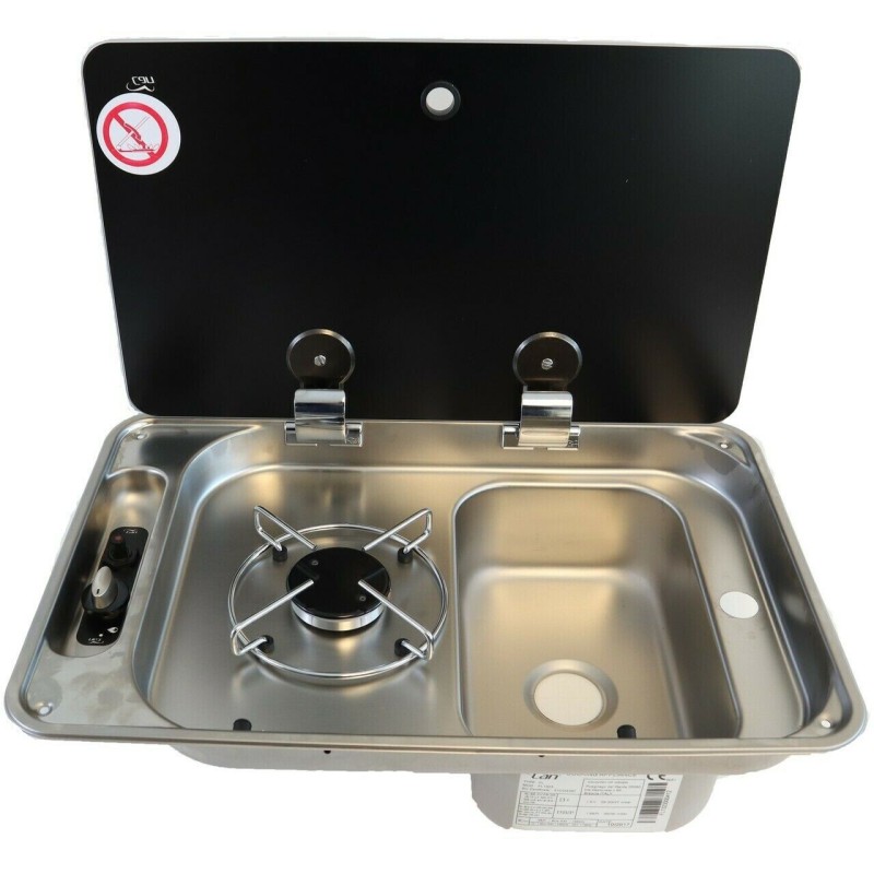 Cocina + Fregadero 1 Fuegos Can FL1323 530x340 Seno Derecha Tapa Gas Camper