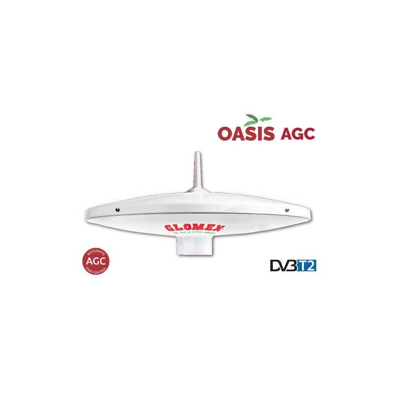 Antena TV TDT Omnidireccional Glomex Oasis T480 12V 24V Amplificada Autocaravana