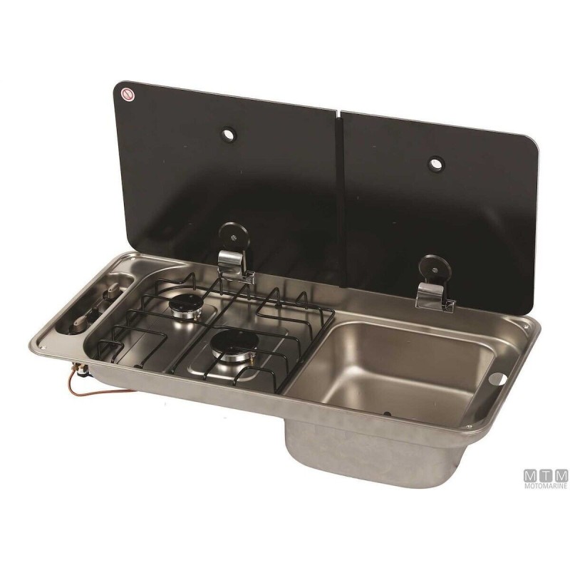 Cocina + Fregadero 2 Fuegos Can FL1401 716x340 Seno Derecha Tapa Gas Camper