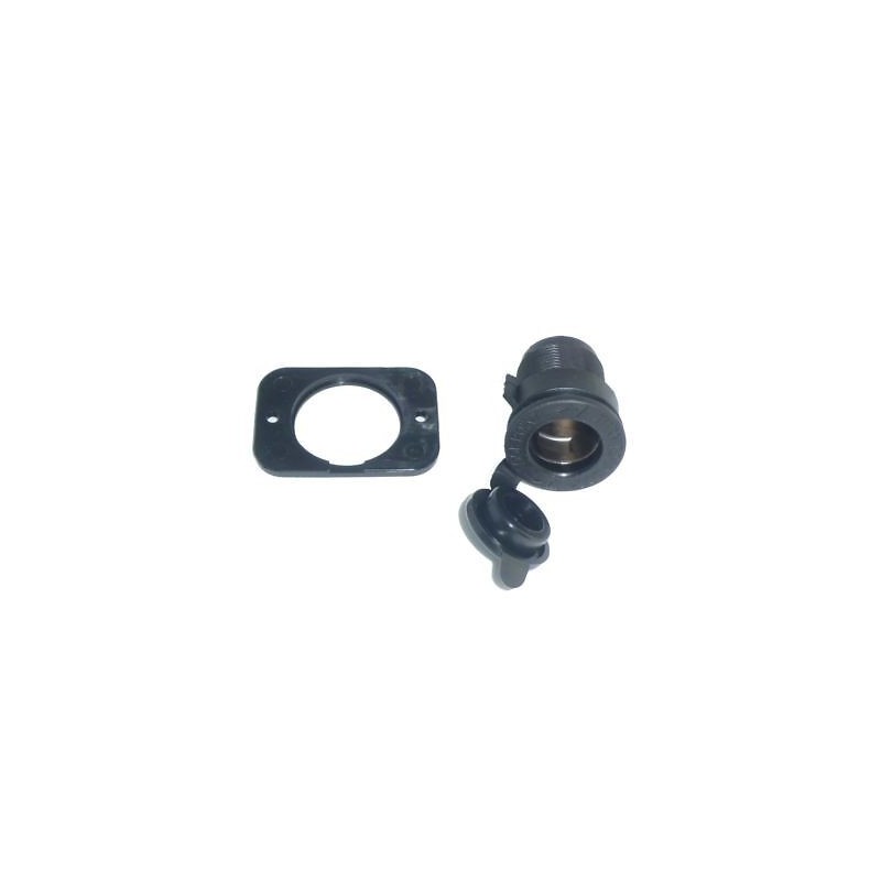 Toma de Mechero Hembra 12V Plástico + Placa Tuerca Moto Encastrable Tapa
